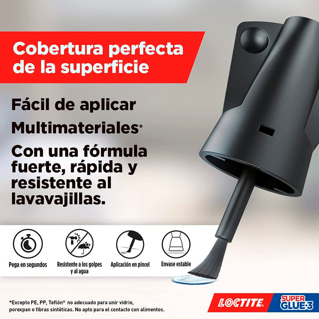 LOCTITE - Pegamento Loctite Super Glue-3  5 gr Aplicador de Pincel Adhesivo Instantáneo