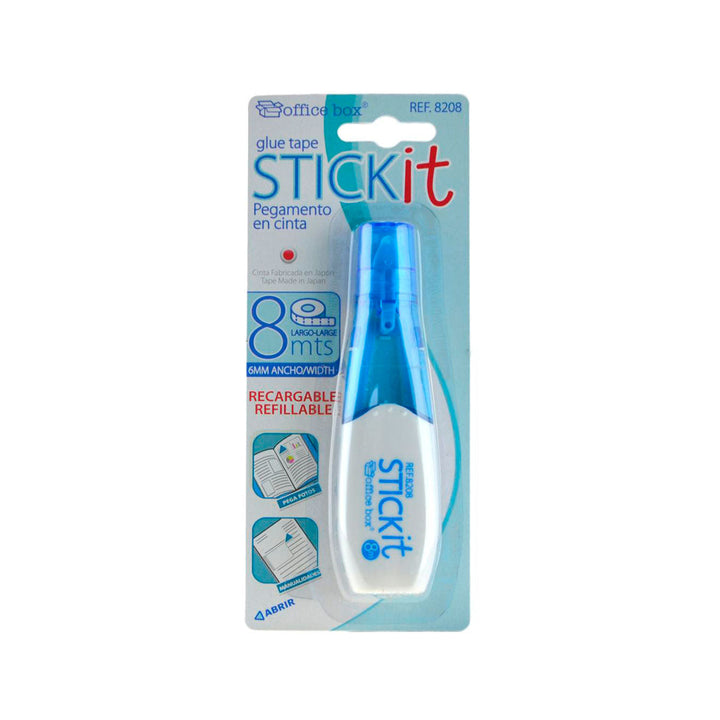 Office Box - Pegamento en Cinta Recargable con Tapa Protectora. Azul