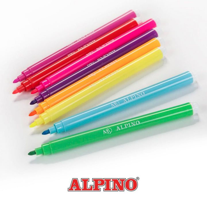 ALPINO - Caja de 12 Rotuladores de Colores con Punta Resistente de 3mm Tinta Lavable