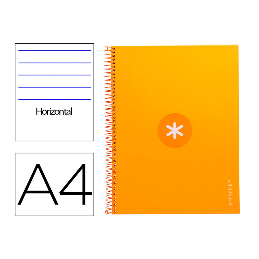 Antartik - Libreta Rayada A4 con Espiral y Tapa Dura. 1 Banda de Color. Mostaza