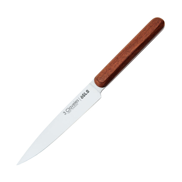 3 Claveles Oslo - Cuchillo Cocina Profesional 13 cm Acero Estampado y Mango en Madera de Nogal