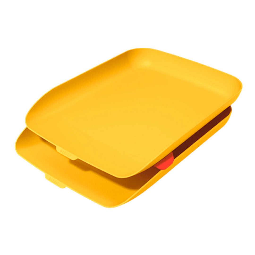 LEITZ Cosy - Set de 2 Bandejas Porta Documentos de Sobremesa Tamaño A4, Amarillo