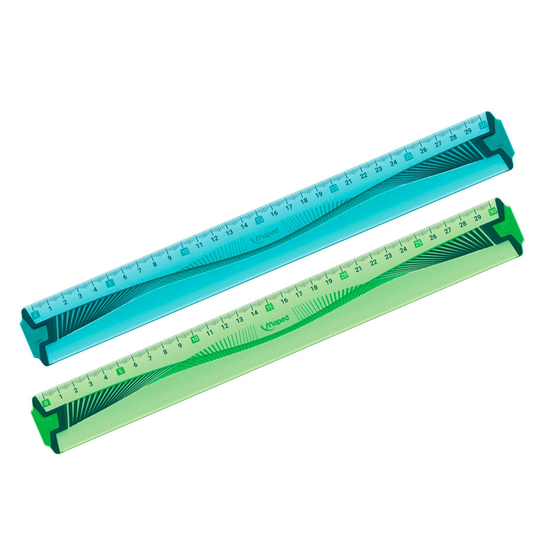 MAPED - Maxi Kit de 4 Reglas Escolares para Geometría Irrompibles. Azul