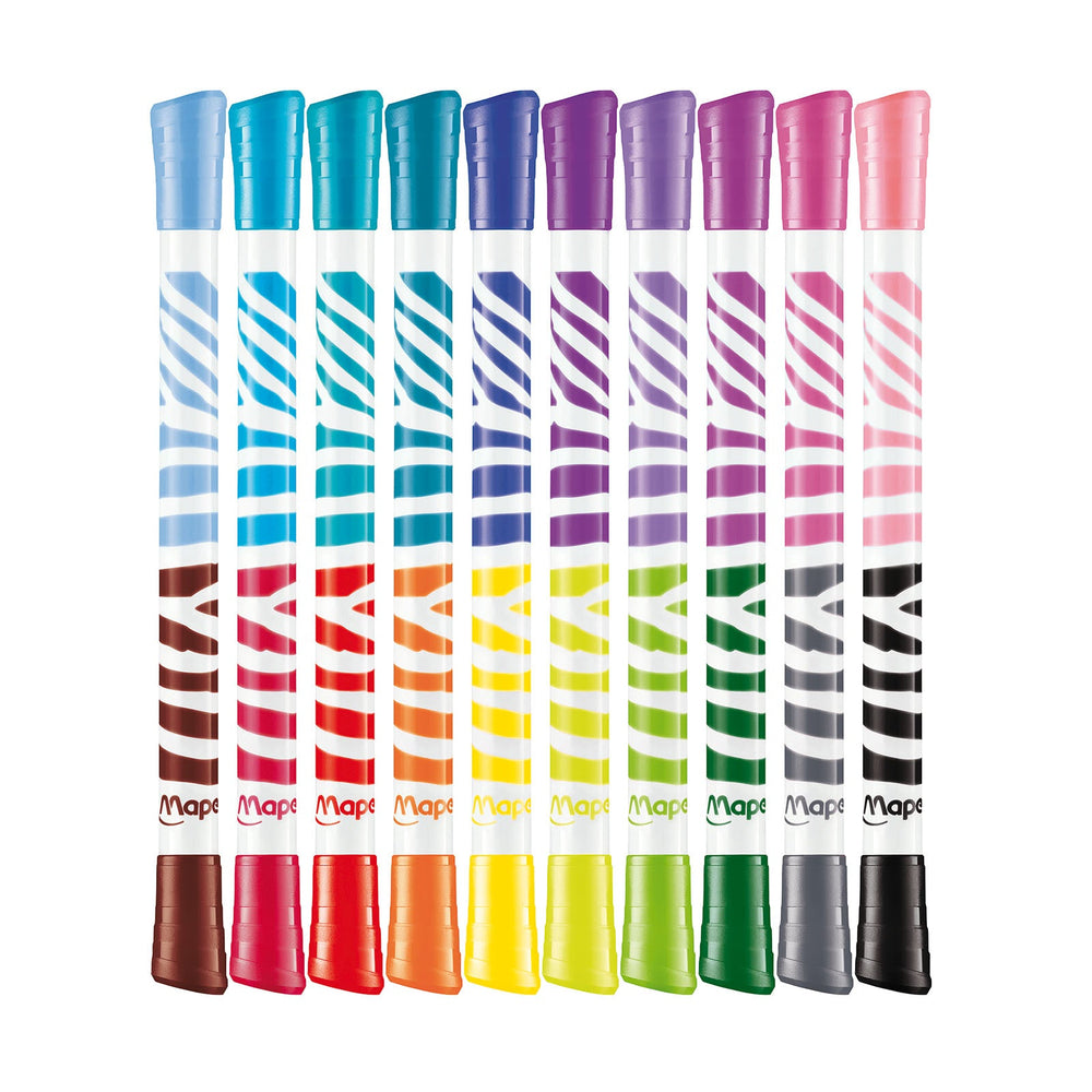 MAPED ColorPeps - Estuche de 10 Rotuladores de Doble Punta Lavables