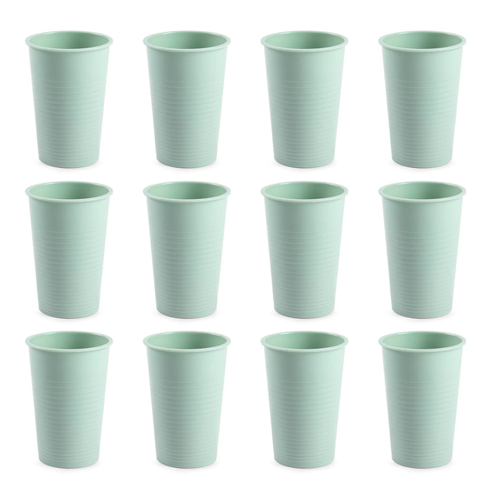 Plastic Forte - Lote de 12 Vasos de Agua de 200 ml Reutilizables. Ideal Fiestas. Verde