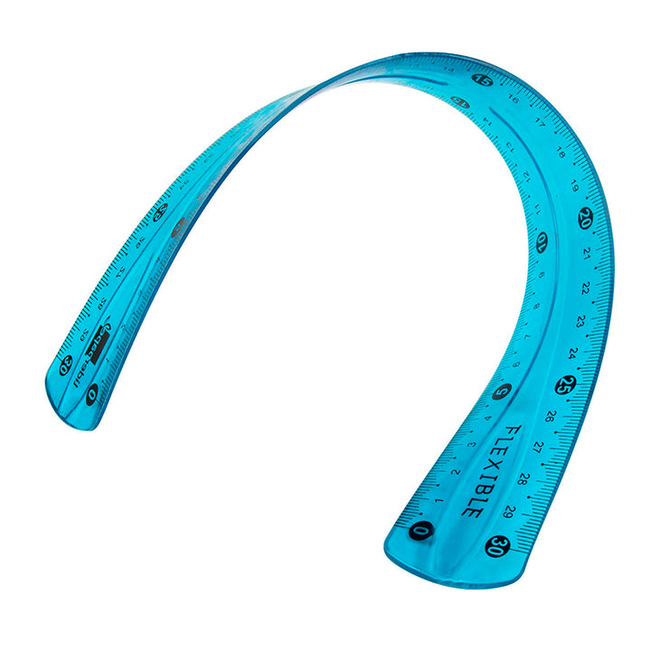 LIDERPAPEL - Juego Escuadra, Cartabón, Regla y Semicírculo Plástico Flexible Colores Surtidos