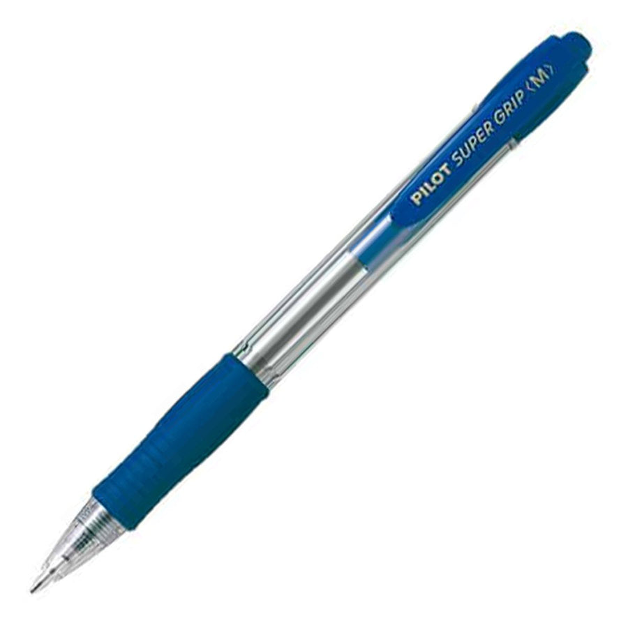 PILOT Super Grip - Bolígrafo Ball Point Retráctil de Punta Media Tinta en Aceite. Azul
