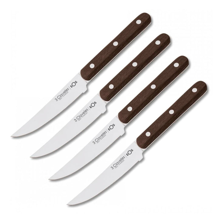 3 Claveles Eos - Set de 4 Cuchillos Chuleteros 11.5 cm en Acero Inoxidable