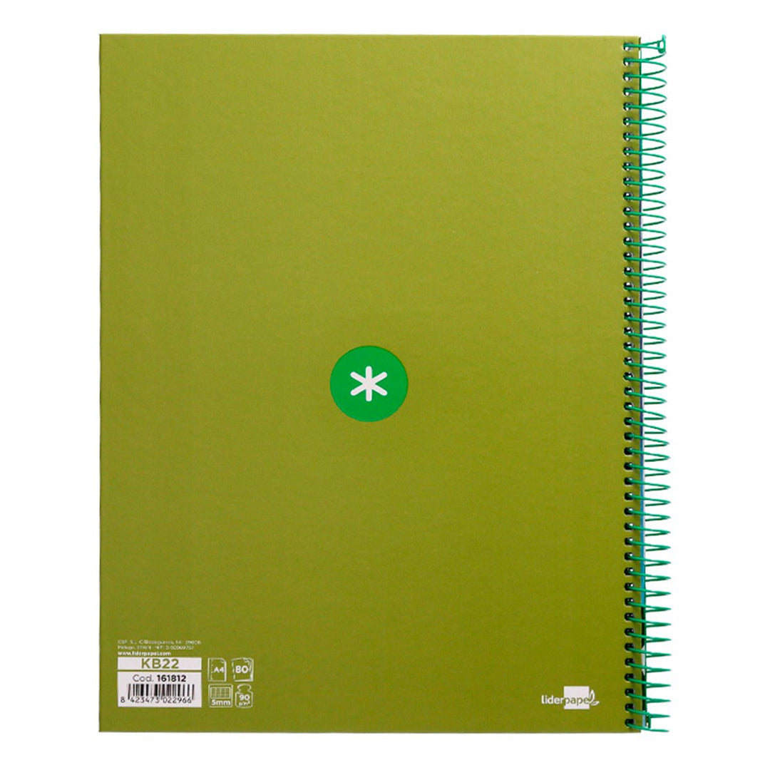 Antartik - Libreta Rayada A4 con Espiral y Tapa Dura. 1 Banda de Color. Verde