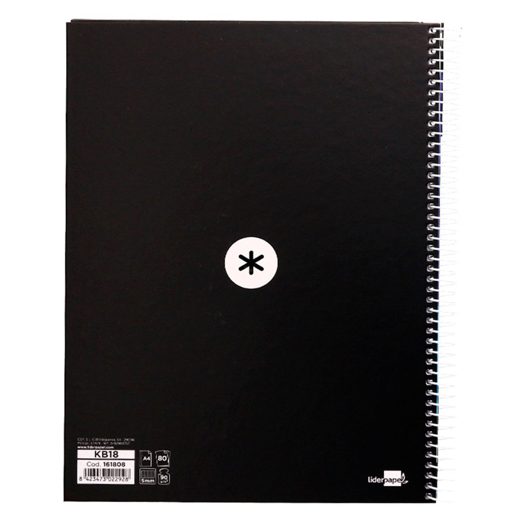 Antartik - Libreta Microperforada A4 con Espiral y Tapa Dura. 1 Banda de Color. Negro