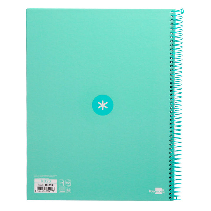 Antartik - Libreta Rayada A4 con Espiral y Tapa Dura. 1 Banda de Color. Menta