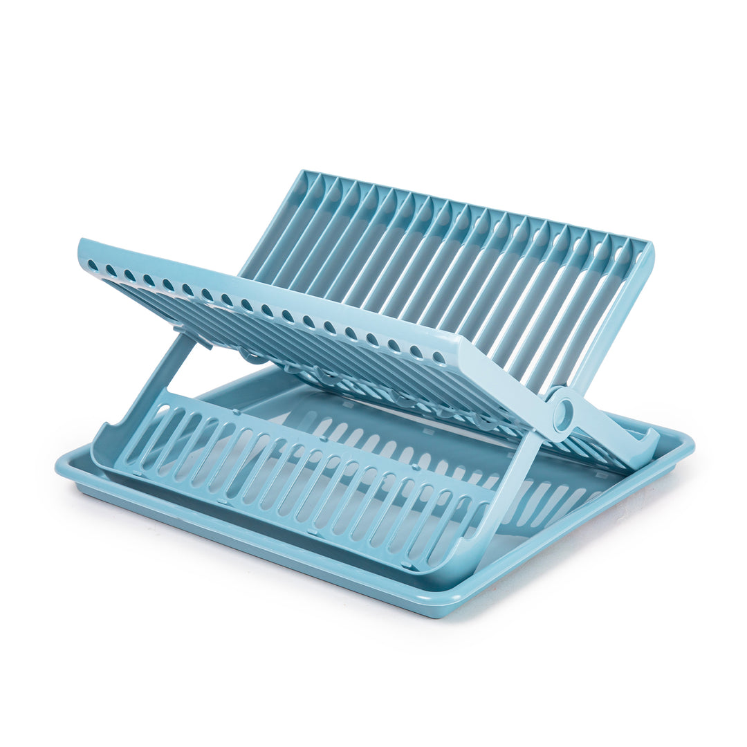  Plastic Forte - Escurreplatos Plegable de 2 Niveles con Bandeja Recogedora. Azul