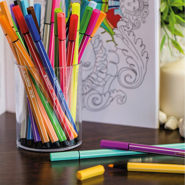 STABILO 6830-2 - Estuche de Tela Enrollable Rollerset con 30 Rotuladores Pen 68