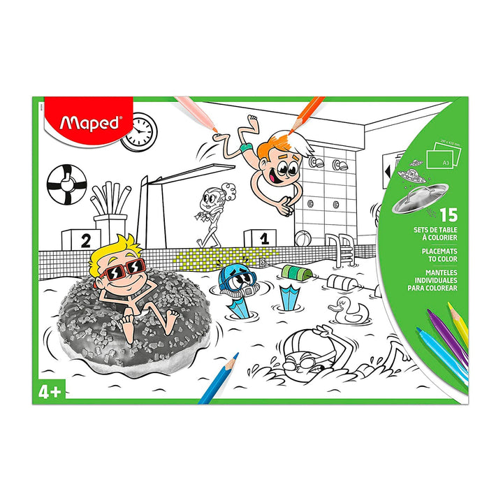 MAPED - Set de 15 Manteles Individuales para Colorear. Verde