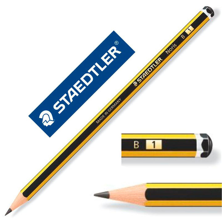 STAEDTLER - Set de 10 Lápices de Grafito Hexagonal 1B, Madera Certificada Etiqueta PECF