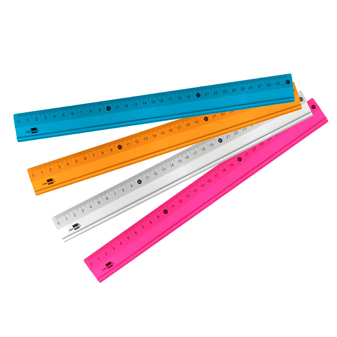 LIDERPAPEL RG19 - Regla 30 cm de Aluminio Colores Surtidos