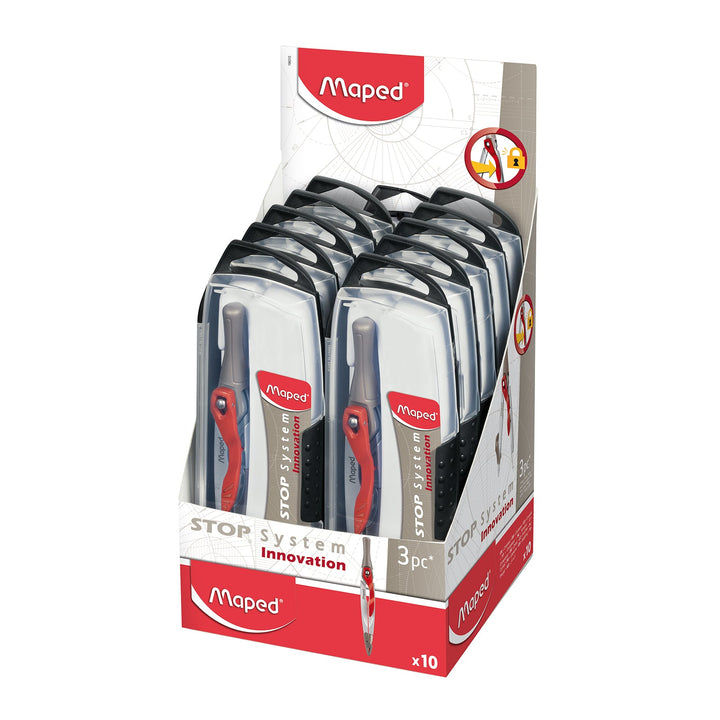 MAPED - Compás Stop System Innovation con Adaptador Universal y Sistema de Bloqueo