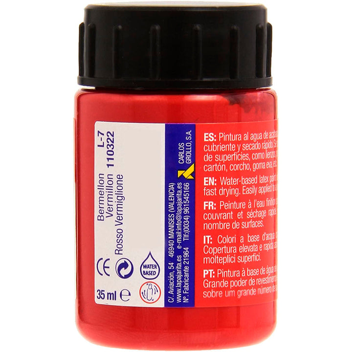 LA PAJARITA - Pintura Satinada a Base de Látex, Capacidad 35 ml, Color Bermellón