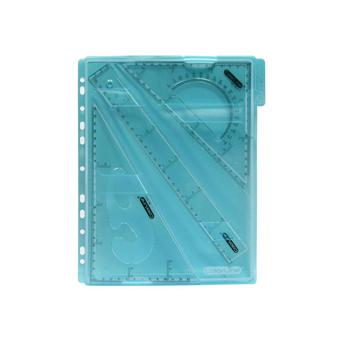 Office Box - Set de Geometría de 4 Piezas en Funda con Anillas. Surtido