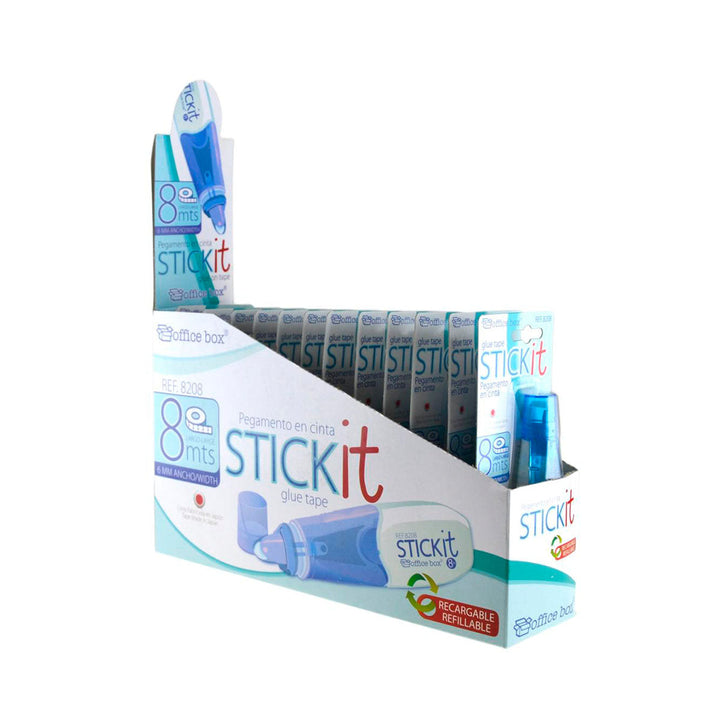 Office Box - Pegamento en Cinta Recargable con Tapa Protectora. Azul