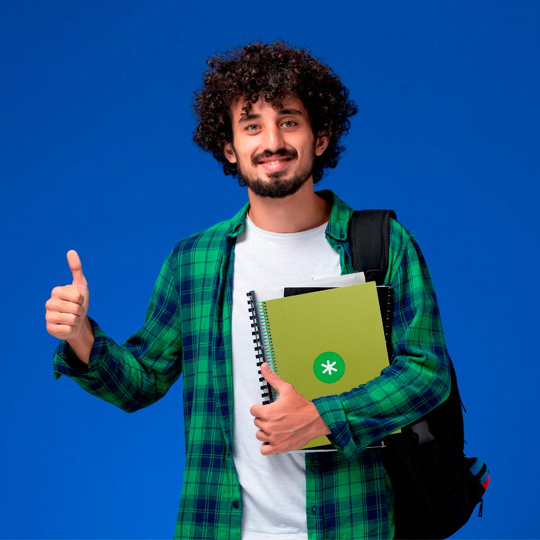 Antartik - Libreta Microperforada A4 con Espiral y Tapa Dura. 1 Banda de Color. Verde