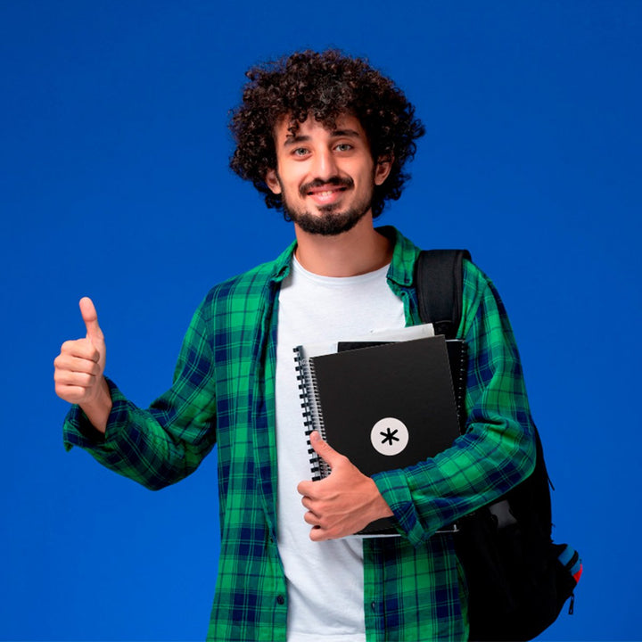 Antartik - Libreta Rayada A4 con Espiral y Tapa Dura. 1 Banda de Color. Negro