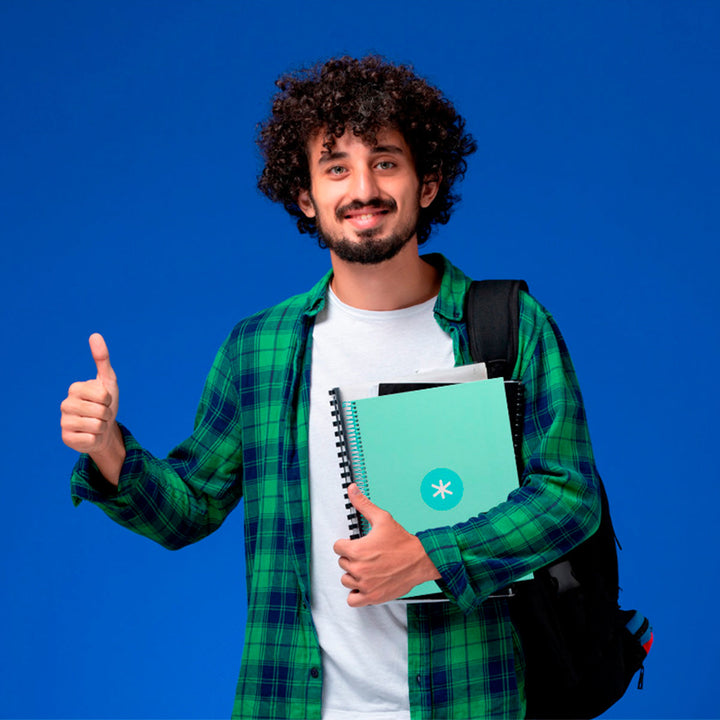 Antartik - Libreta Rayada A4 con Espiral y Tapa Dura. 1 Banda de Color. Menta