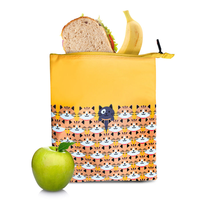 IRIS Snack Bag Friends - Bolsa Porta Meriendas Infantil Flexible y Plegable. Cats