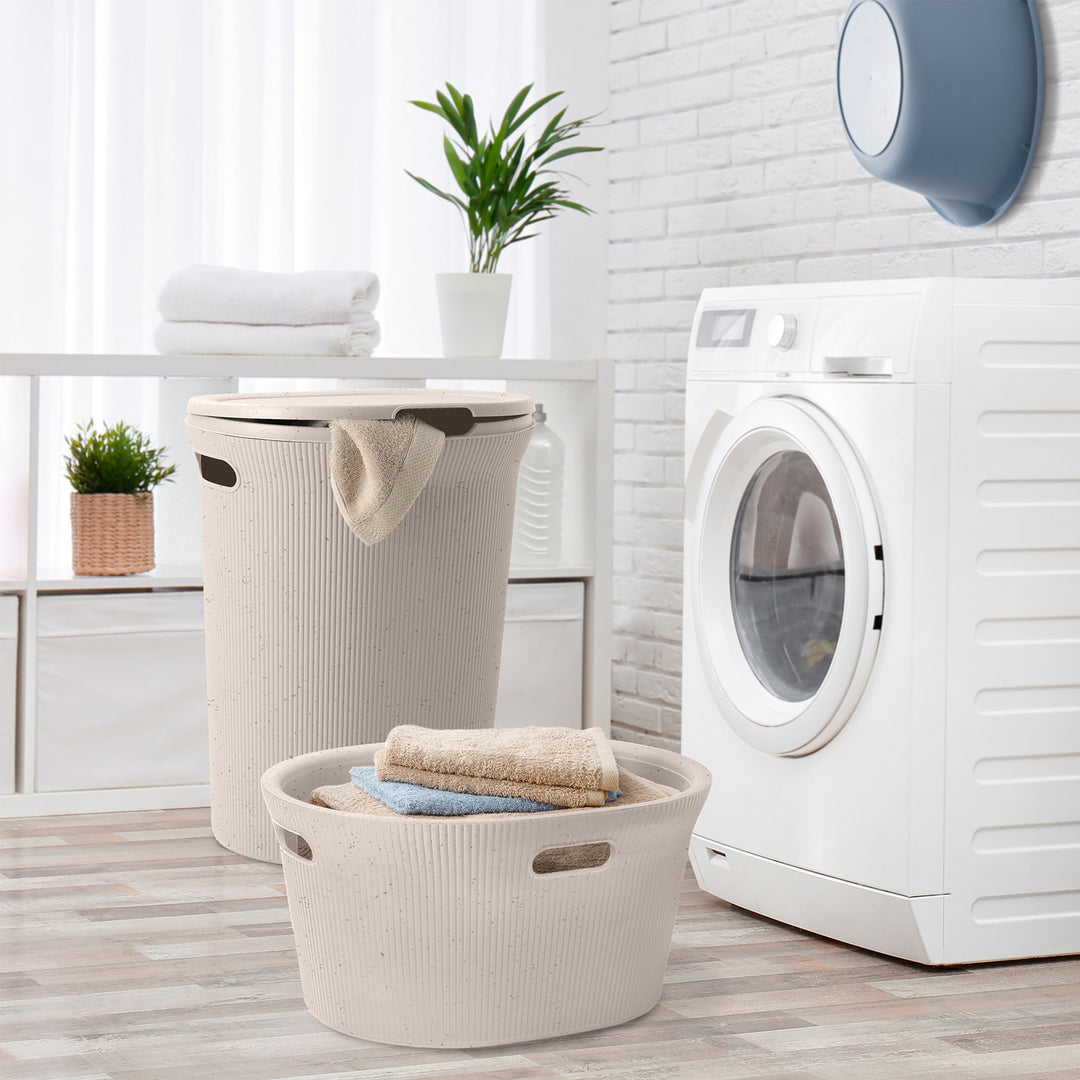 TATAY Ecohome - Cesto Ropa Alto para Colada 40L con Tapa. Beige