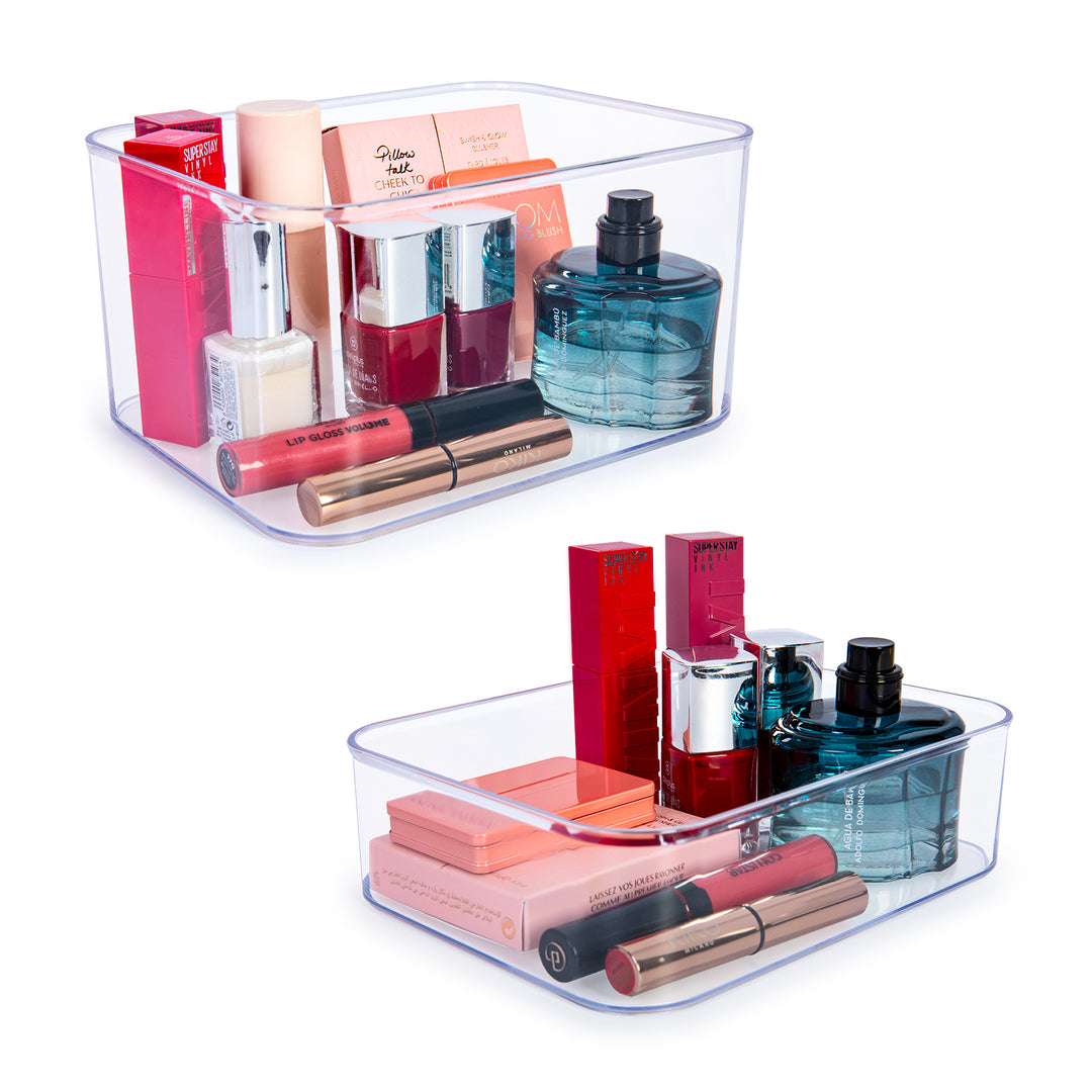 Plastic Forte - Set de 2 Organizadores de Cosmética Rectangulares. Transparentes