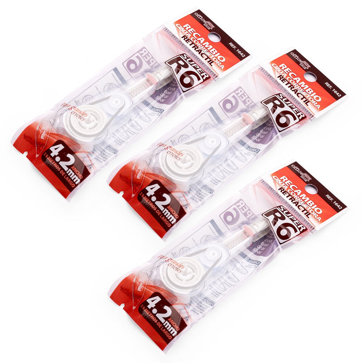 SDI Super R6 - Pack 3 Recambios para Cinta Correctora Retráctil de 4.2 mm