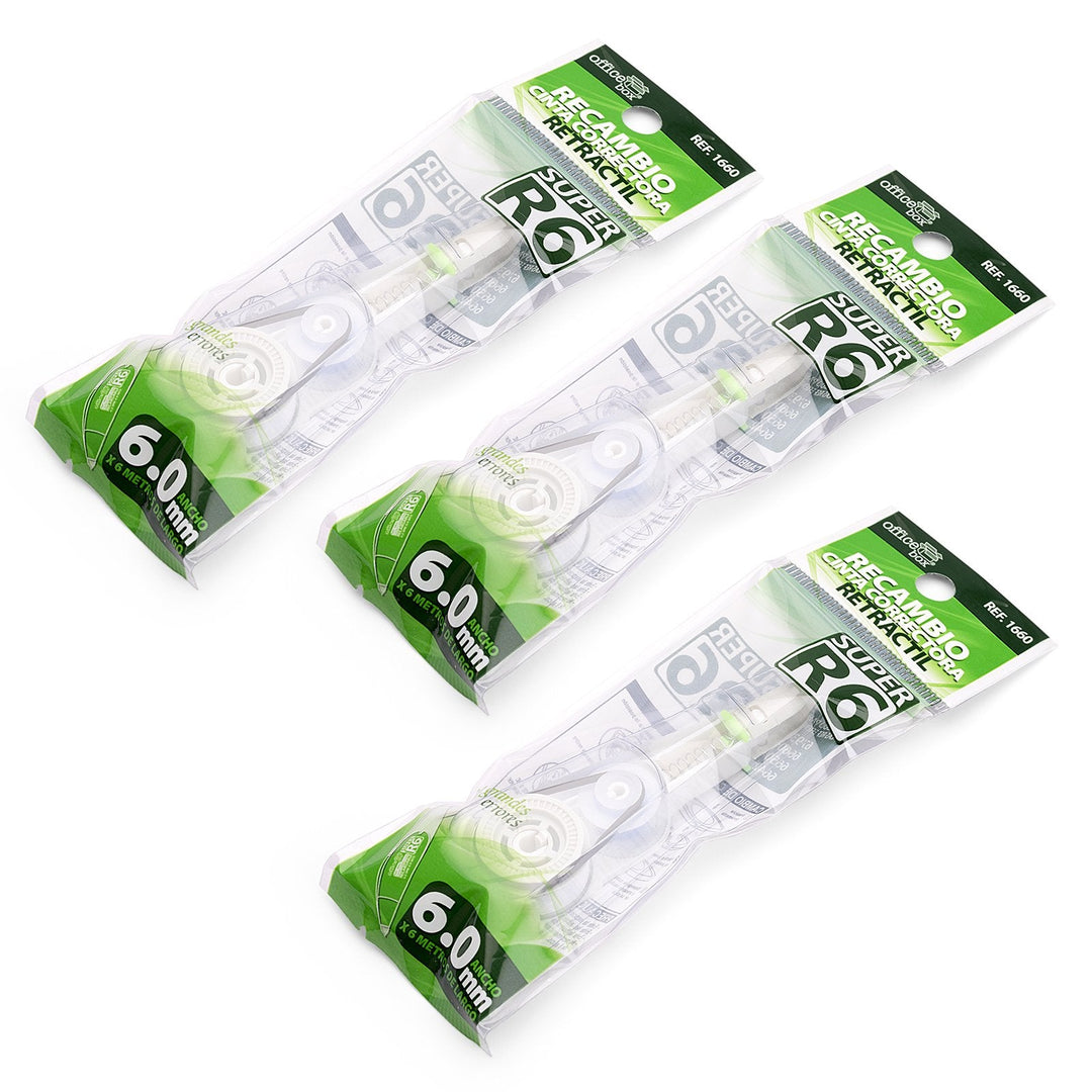 SDI Super R6 - Pack 3 Recambios para Cinta Correctora Retráctil. 6 mm