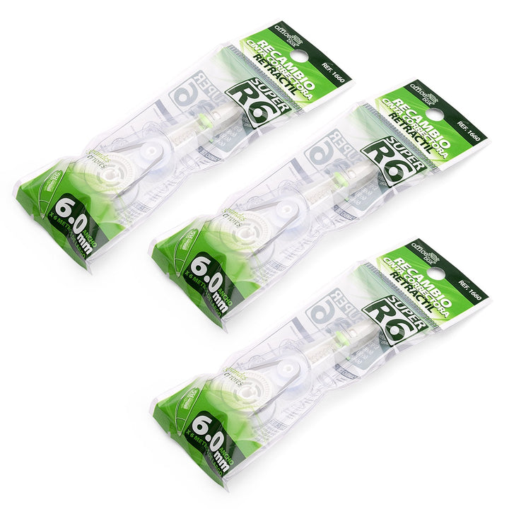 SDI Super R6 - Pack 3 Recambios para Cinta Correctora Retráctil. 6 mm