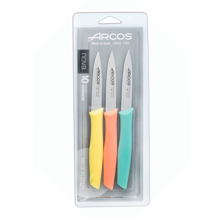 ARCOS Nova - Juego de 3 Cuchillos Mondadores en Acero Inoxidable NITRUM®. Pastel