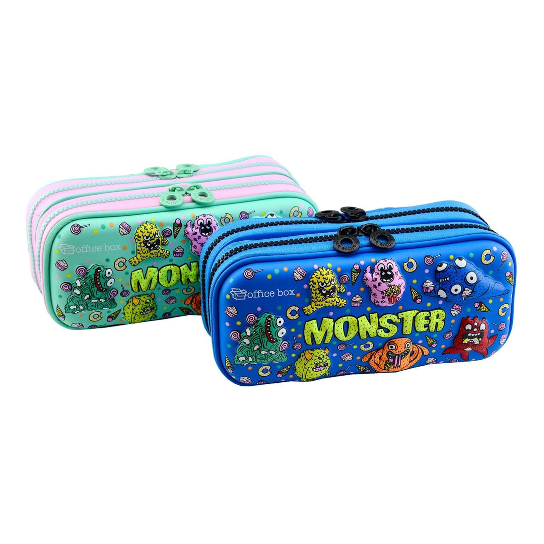 Estuche 3D Magic Multicompartimento con Cuerpo Rígido en EVA con Relieve. Modelo Monsters