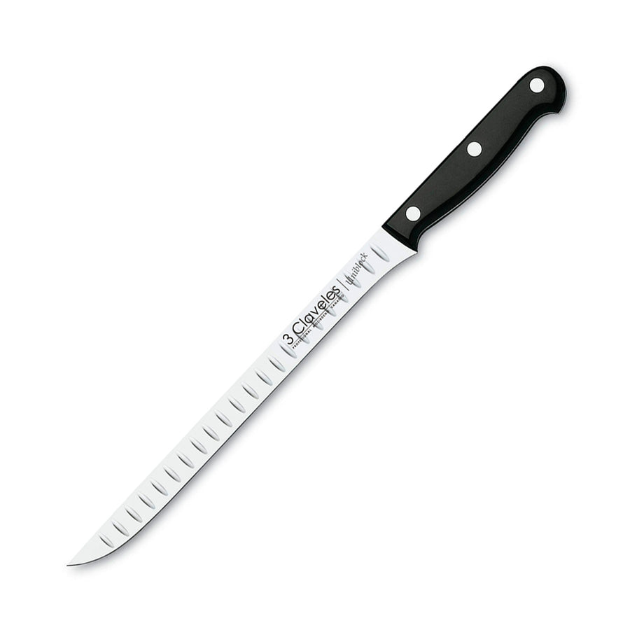 3 Claveles Uniblock - Cuchillo Jamonero Profesional Alveolado 24 cm Acero Inoxidable