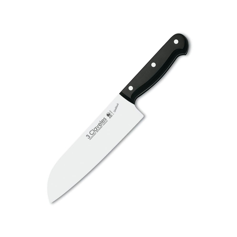 3 Claveles Uniblock - Cuchillo Santoku Profesional 18 cm Acero Inoxidable. Mango POM