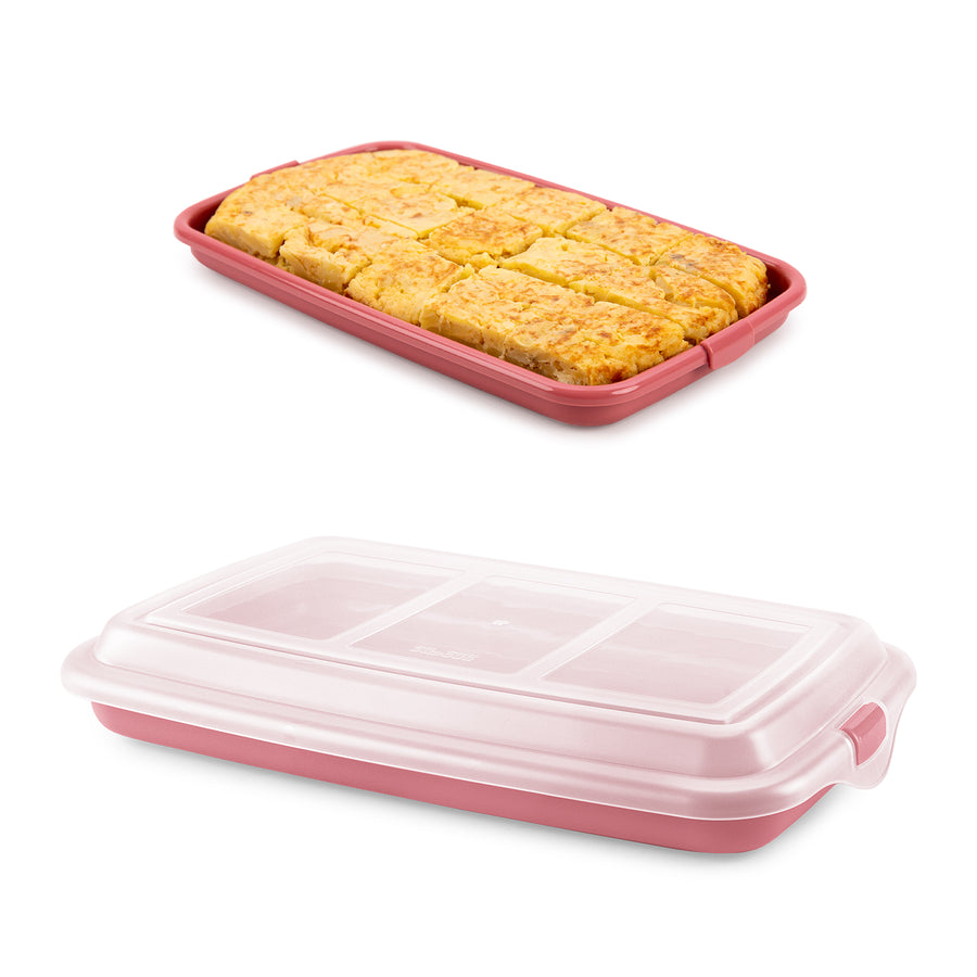 IBILI Deli - Recipiente Rectangular Apilable con Tapa Porta Embutidos y Alimentos. Rojo