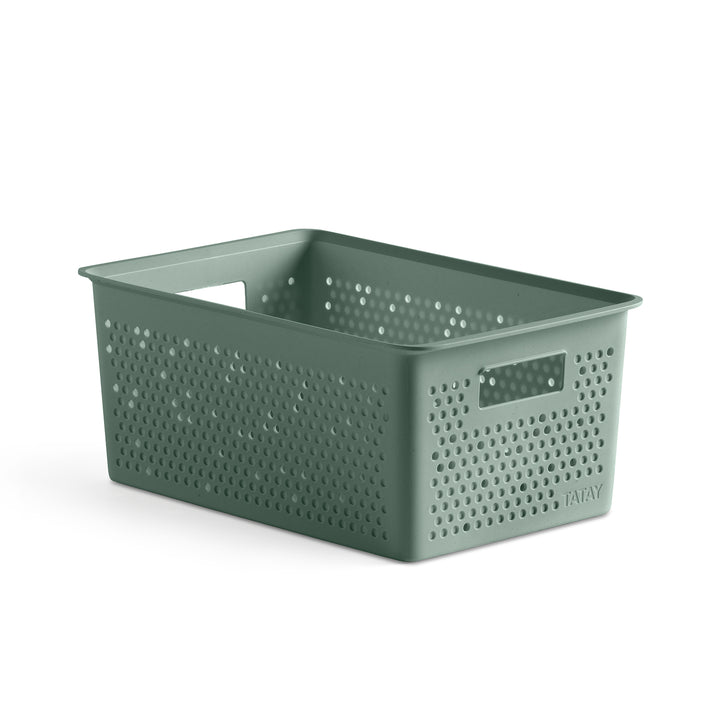 TATAY Bohol - Caja Organizadora Rectangular 4L Plástico Reciclado. Verde Sage