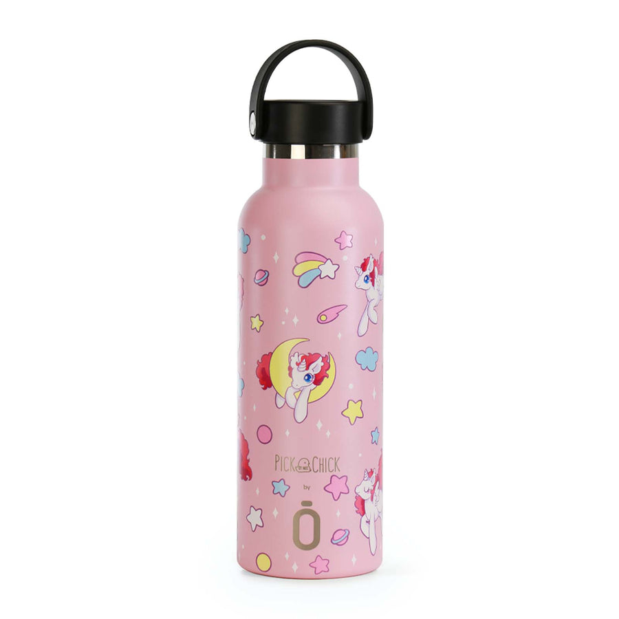 Runbott Pick Chick - Botella Térmica de 0.6L con Interior Cerámico. Kawaii Unicorns