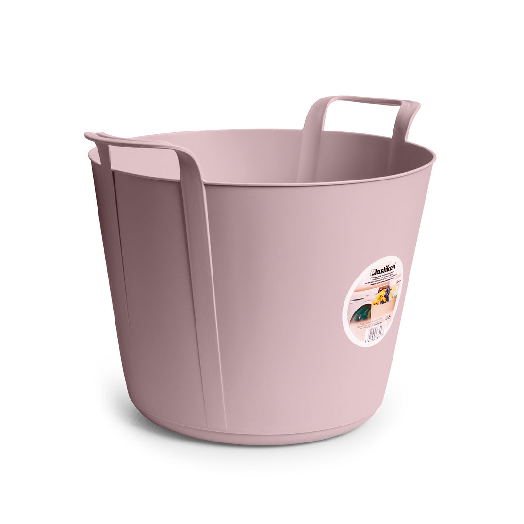 Plastiken Nature - Capazo Flexible de 26L Multiusos Redondo con Asas. Rosa