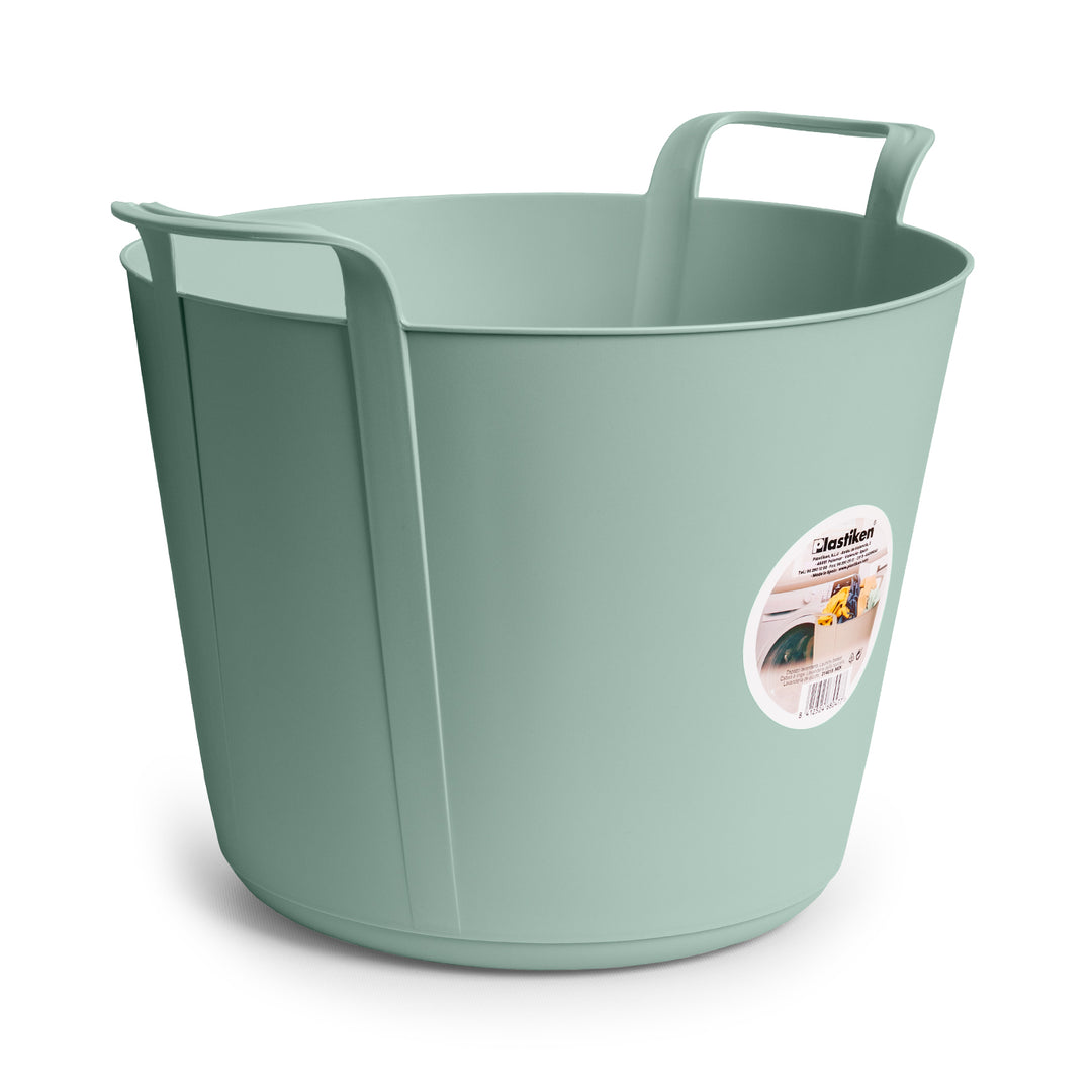 Plastiken Nature - Capazo Flexible de 42L Multiusos Redondo con Asas. Menta