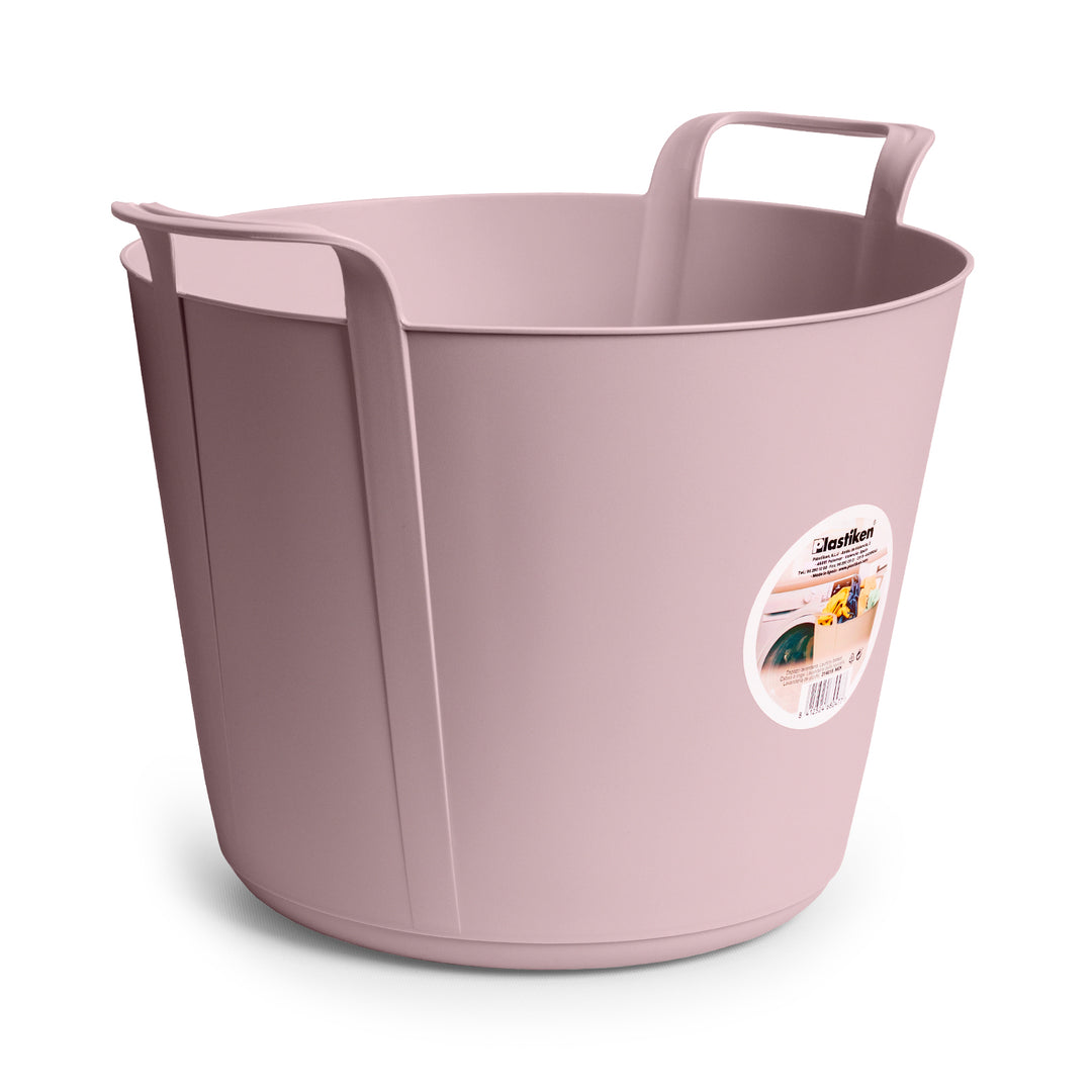 Plastiken Nature - Capazo Flexible de 42L Multiusos Redondo con Asas. Rosa