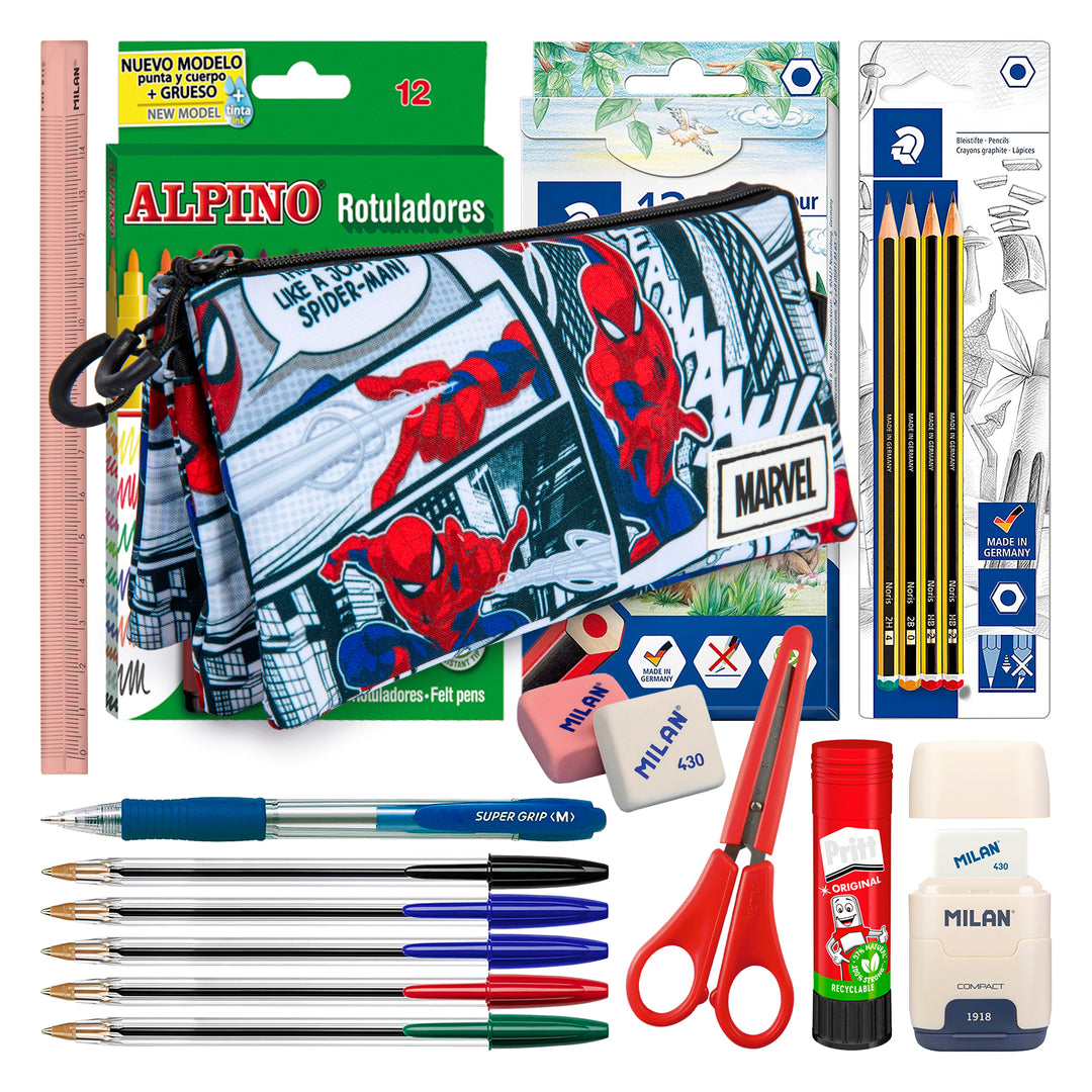 ColePack Spiderman - Estuche Triple de 2 Cremalleras con Material Escolar. Stories