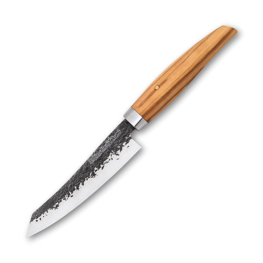 3 Claveles Takumi - Cuchillo Cocina 15 cm de Acero Forjado con Hoja Martilleada