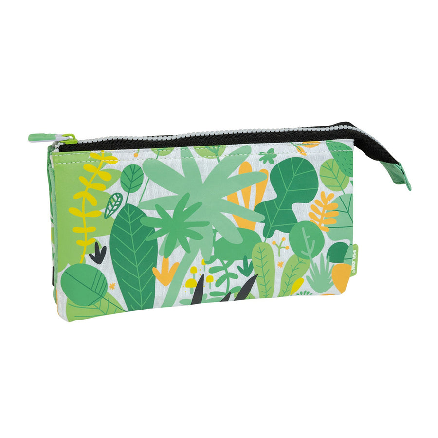 MILAN Hide & Seek - Estuche Escolar Portatodo de 5 Compartimentos. Verde