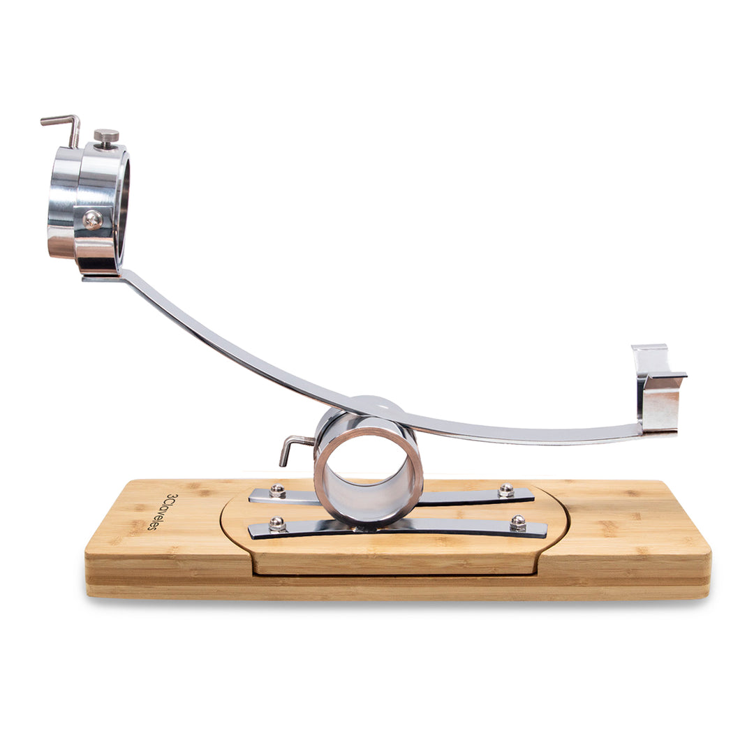 3 Claveles - Soporte Jamonero Basculante 360º en Bambú y Chasis de Acero con Cubre Jamón
