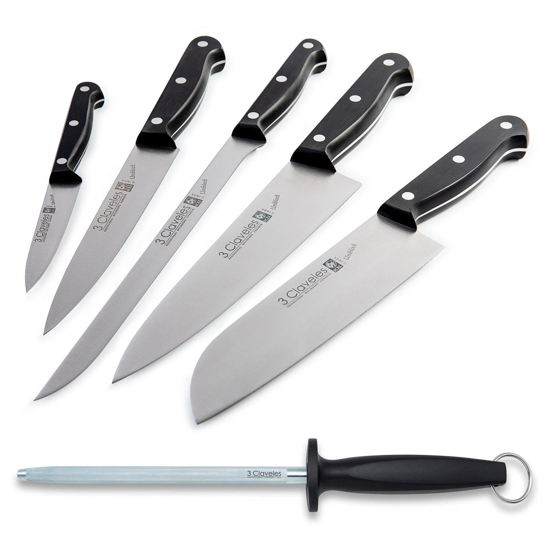 3 Claveles Uniblock - Cuchillo Cocinero Profesional 20 cm Acero Inoxidable. Mango POM