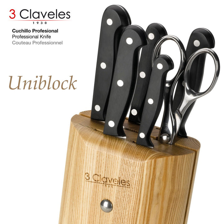 3 Claveles Uniblock - Juego de Cuchillos Profesionales Acero Inoxidable con Mango POM