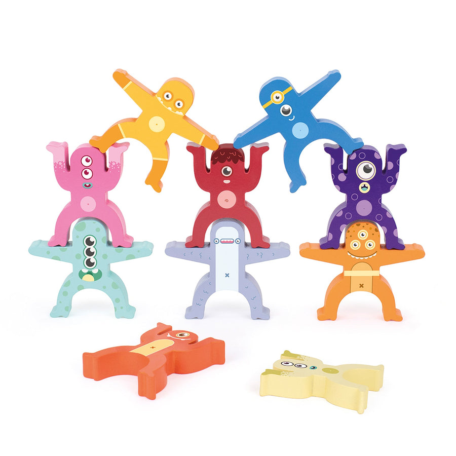 MILAN Aliens Tower - Juguete Educativo de Madera Torre de Figuras. Edad 36 Meses